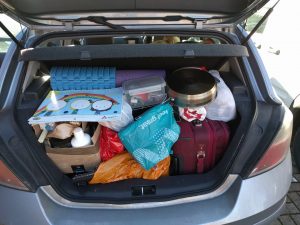 A very full boot of a hatchback car